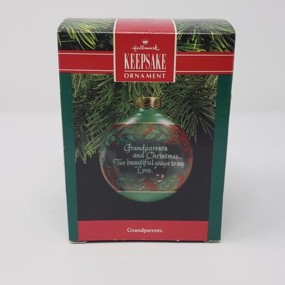1990 Hallmark Grandparents Glass Bulb Keepsake Holiday Christmas Ornament - Picture 1 of 9